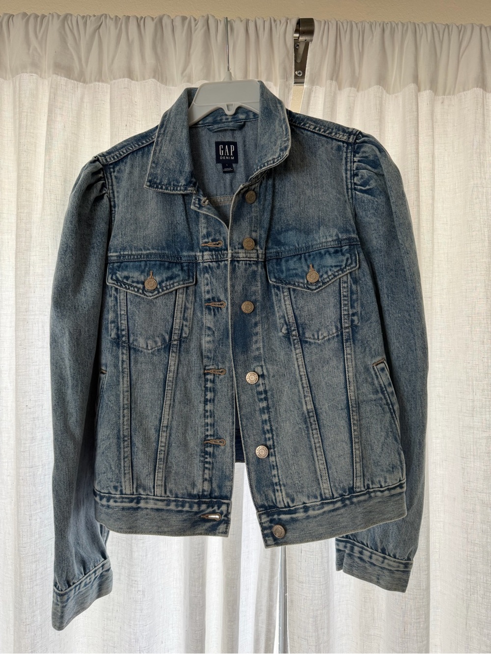 GAP Light Blue Puff-Sleeve Denim Jacket - Picture 5 of 6